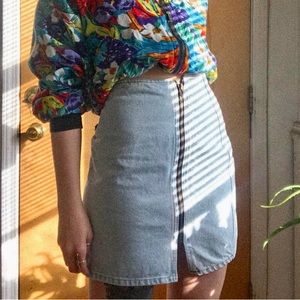 Vintage 80s Armani Full Zip Denim Mini Skirt
